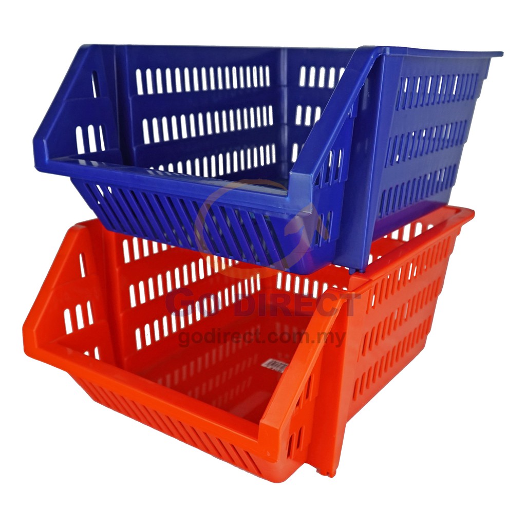 2 X TOYOGO MultiPurpose Stackable Space Saving Basket Plastic Storage
