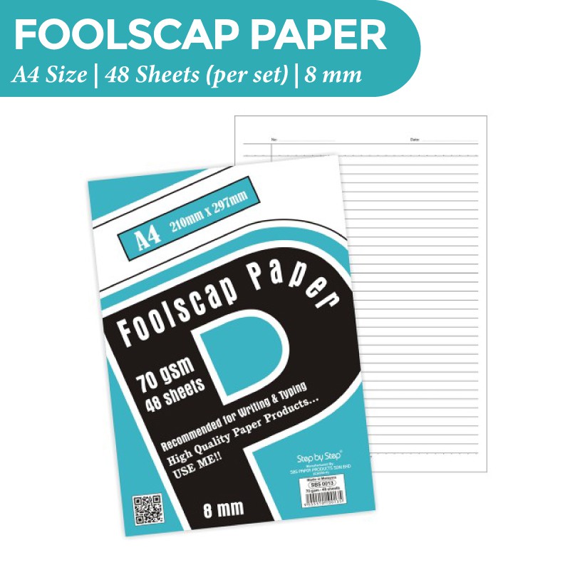 Step by Step Foolscap Paper Exam Sheet Paper A4 Size 70 GSM of 8 mm Width 48 // 200 Sheet Set