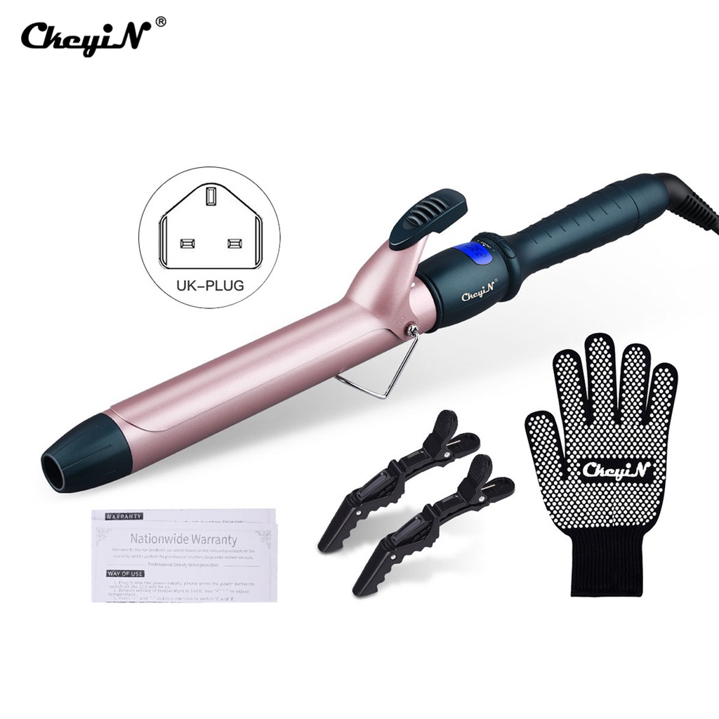 CkeyiN 38mm Professional Hair Curler Iron, Ceramic Tourmaline Curl Wand Barrel, Curling Wand Iron for Long & Short Hair(25/32/38mm) HS023