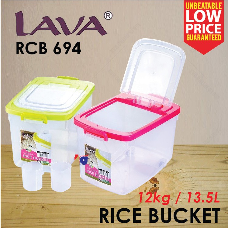 LAVA RCB694 Rice Bucket With Roller 13.5ltr / Bekas Beras Dengan Roda