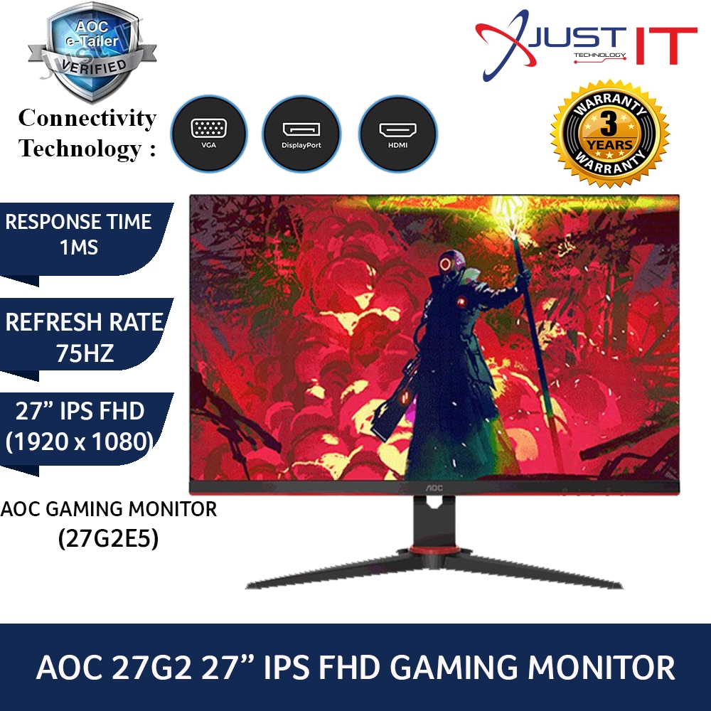 Aoc 27g2e5 27 Ips 75hz 1ms Fhd Adaptivesync Gaming Monitor Shopee Malaysia