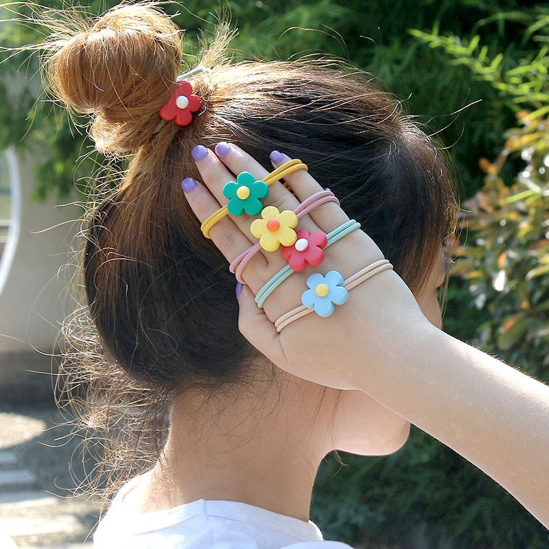 Korean Maruko Head Horsetail Tali rambut  Cincin Rope Mini Flower Hair Tie Hair Accessories 