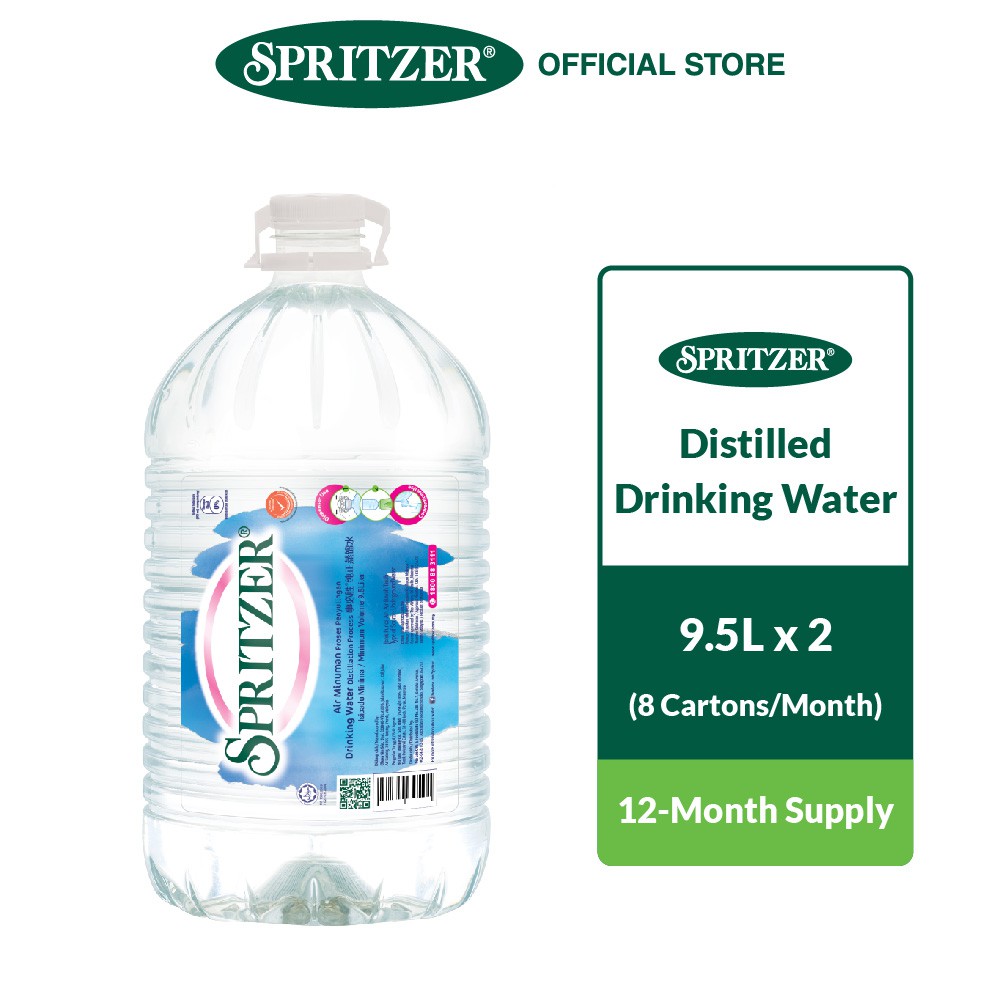 Spritzer Distilled Water - 8 Cartons Bundle (9.5L X 2) [12 Month Water Plan]