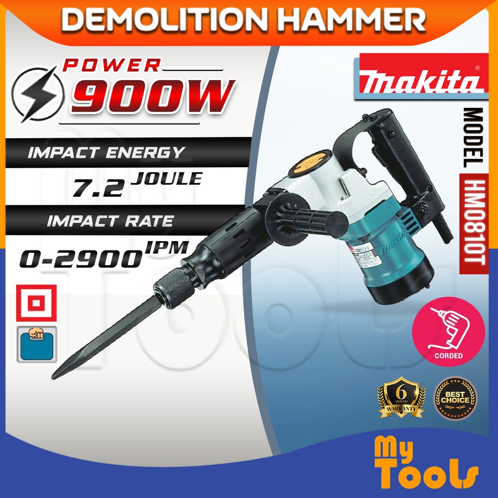 Makita HM0810T 900W Demolition Hammer Concrete Drill 6 Month Warranty ...