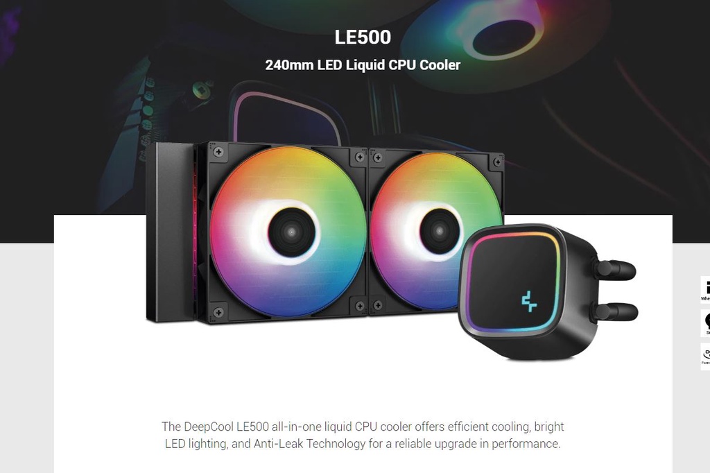 DEEPCOOL LE500 240MM LED AIO LIQUID CPU COOLER BLACK Shopee Malaysia