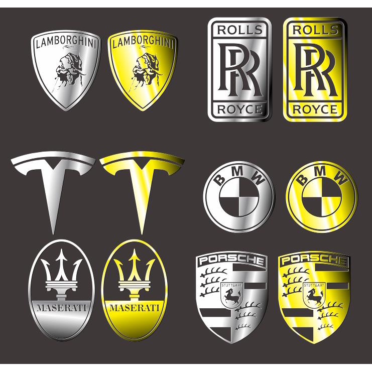 [Metal Sticker] [Animation Theme Merchandise] Car Logo Porsche Maserati// Mercedes-Benz// Land Rover Ultra-Thin Metal Sticker Mobile Phone