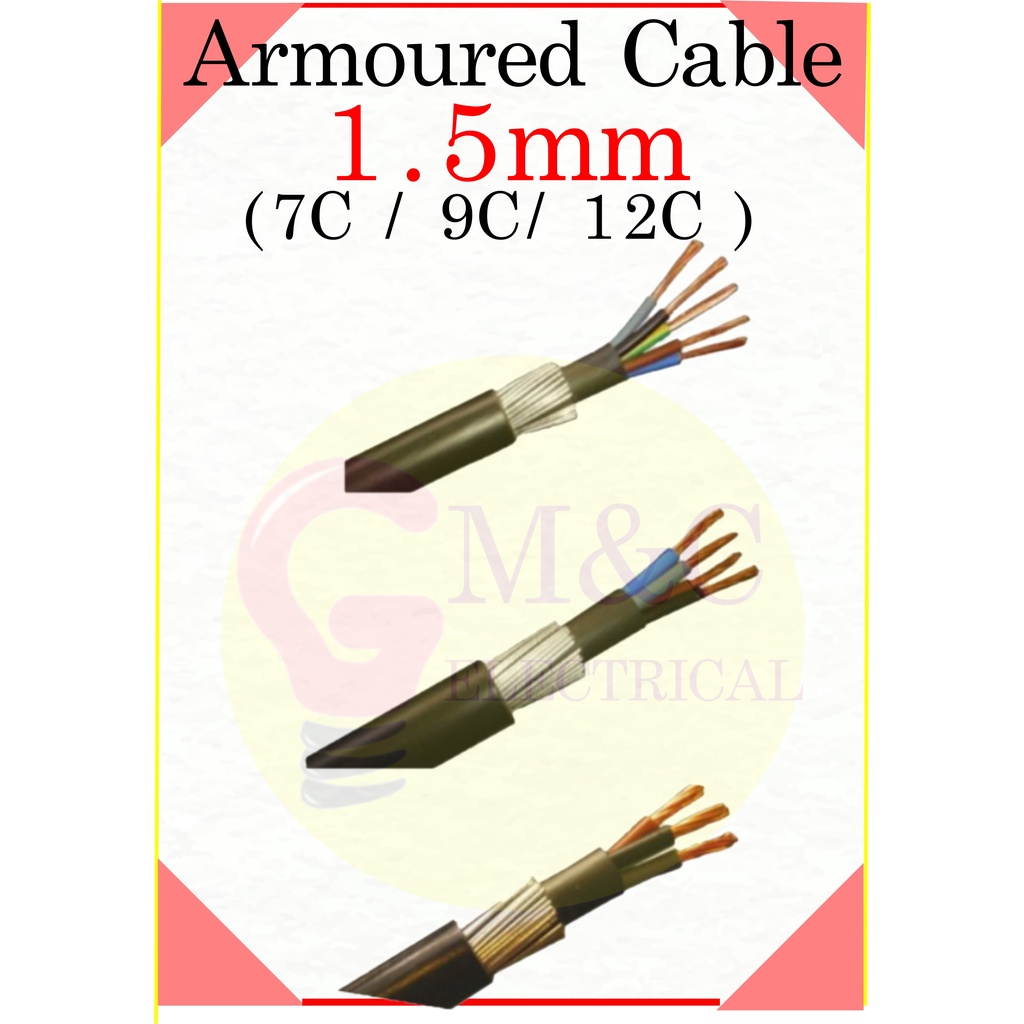 1.5mm 7Core/ 9Core/ 12Core Armoured Cable / Underground Cable / auto