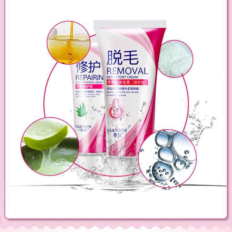 XiangNi Hair Removal Cream Alar Private Parts Arms Legs + Aloe Repair  Liquid Set | Shopee Malaysia
