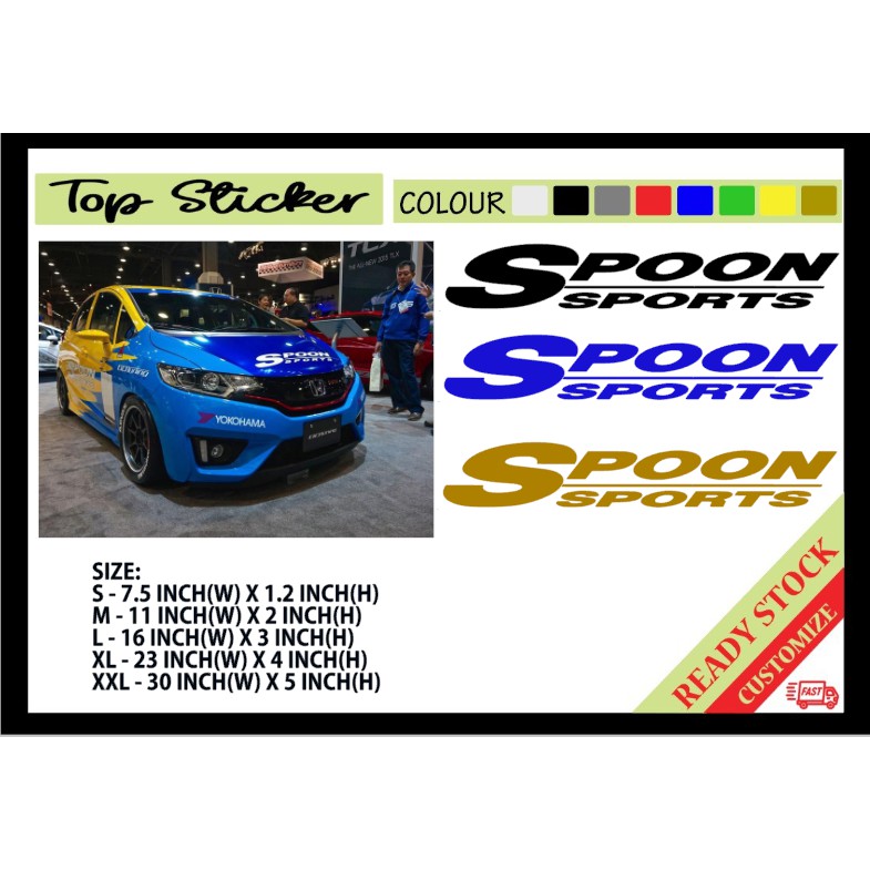 Spoon Sport Car Sticker Honda Fit Jazz Myvi Axia Alza Bezza Saga Exora Persona Vios Altis City Civic Honda Toyota Shopee Malaysia
