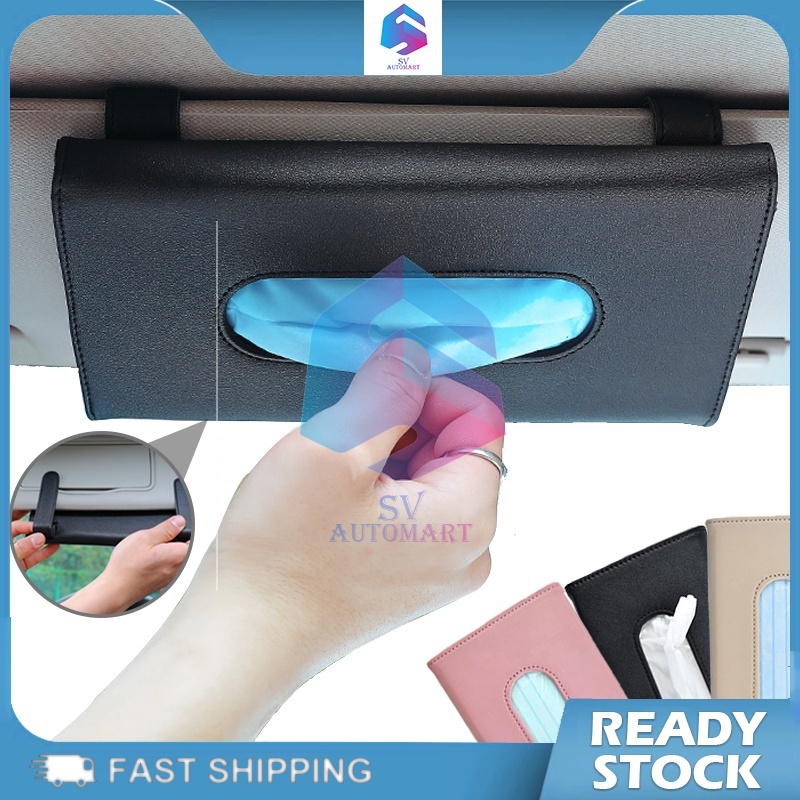 PU Leather Car SunVisor Tissue Box Car Mask Holder Kotak Kertas Tisu