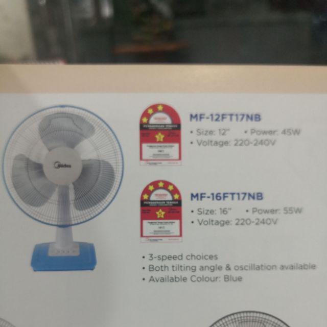 Midea 16 Table Fan 3speed Md Mf 16ft15nb Or Md Mf 16ft17nb Remark 1 Order Maximaum 3unit Shopee Malaysia