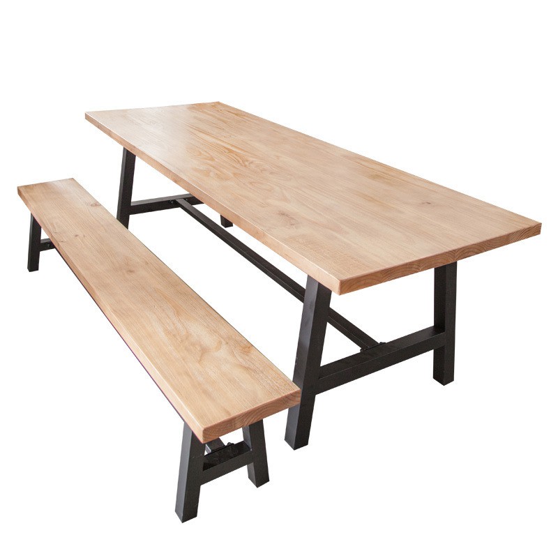 Yuuy American Village Simple Solid Wood, Long Dining Table With Bench