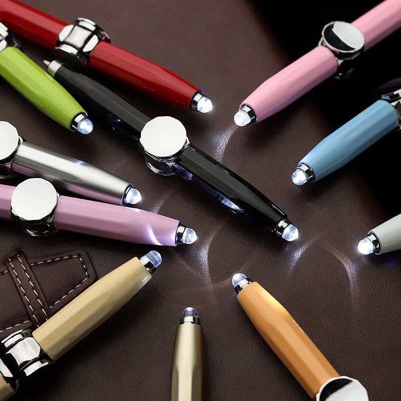 Creative Multifunctional Finger Gyroscope Pen Rotating Glowing Metal Golden With Light matte Bl