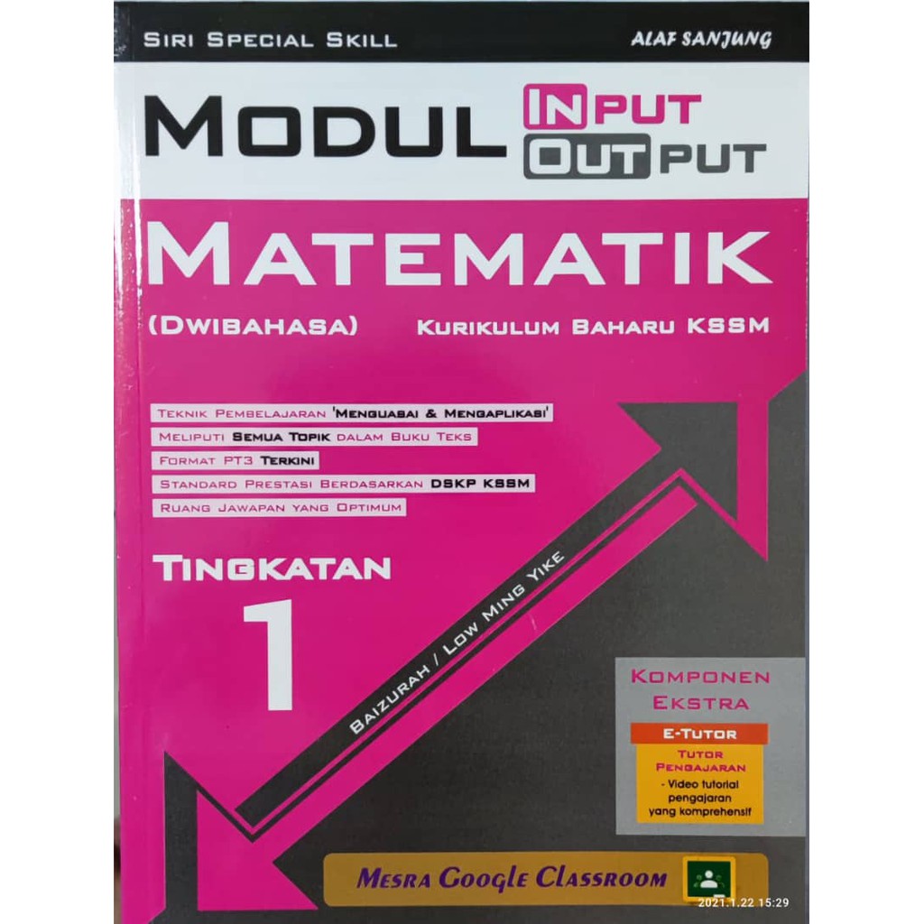 Modul Input Output Matematik Dwibahasa Tingkatan 1 2 3 Kssm Alaf Sanjung Siri Sprcial Skill Buku 2021 Shopee Malaysia