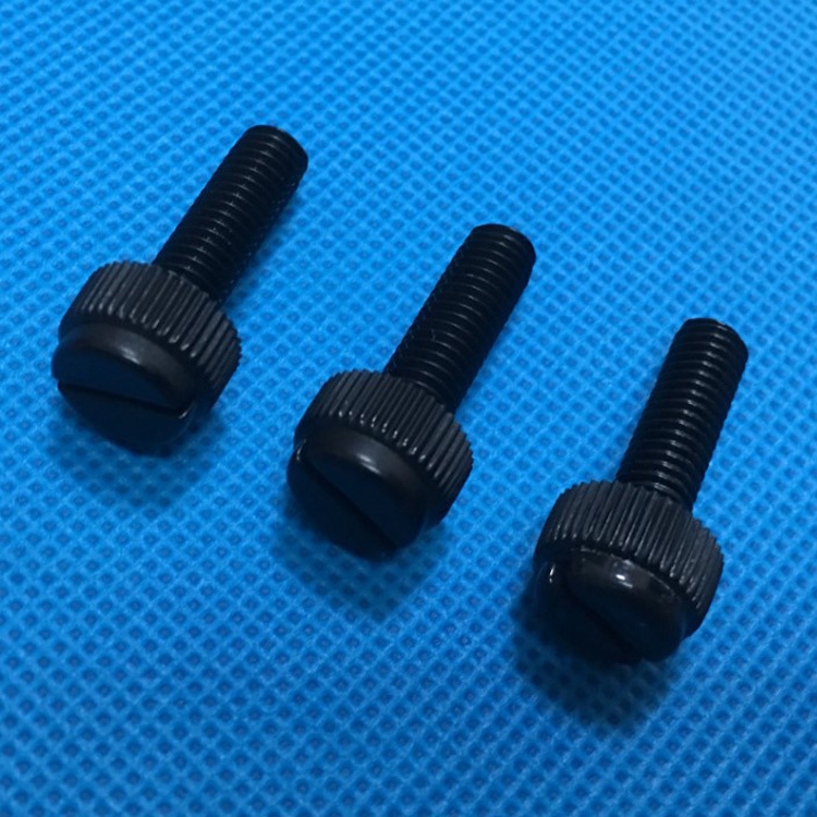 50pcs Nylon Plastic M6 x 10mm Thumb screws Knurled Slotted Thumb Screw Black 