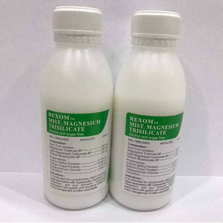 Rexom Magnesium Trisilicate Mixture 120ml x2 units Heart Burn Shopee