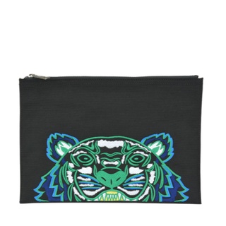 Kenzo Large Canvas Kampus Tiger Clutch Bag for Men in Black 