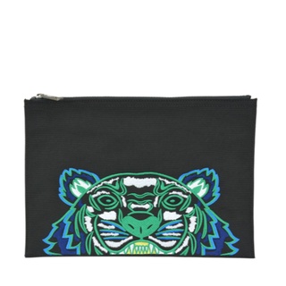 Kenzo Large Canvas Kampus Tiger Clutch Bag for Men in Black Kenzo Large Canvas Kampus Tiger Clutch Bag for Men in Black