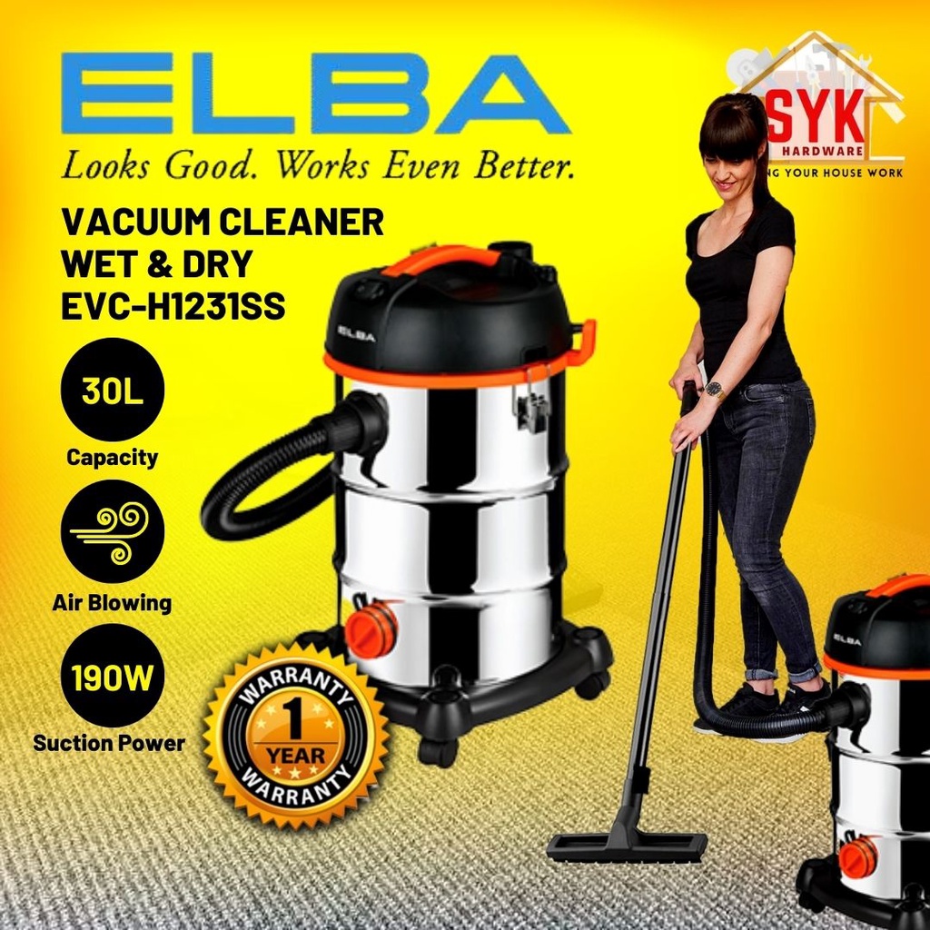 SYK ELBA EVC-H1231SS Stainless Steel Wet and Dry Vacuum Cleaner Hepa Filter Heavy Duty Vacuum Blower Vacuum Vacum Vakum