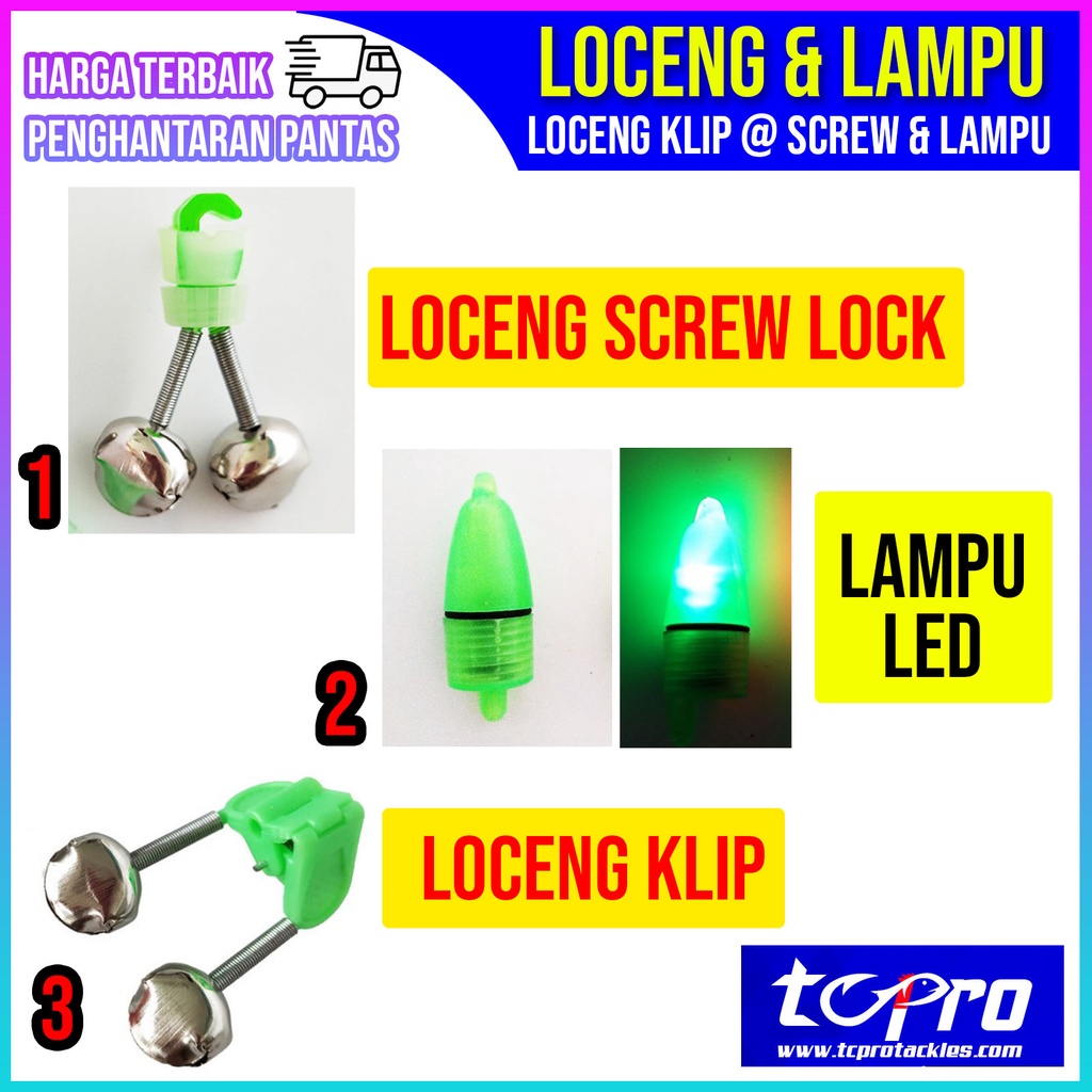 Loceng Ikan Screw Lock Rod Klip Lampu LED Fishing Bell Green Lamp