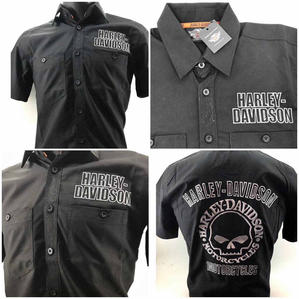 Harley Davidson Shirt Skull Black Shopee Malaysia