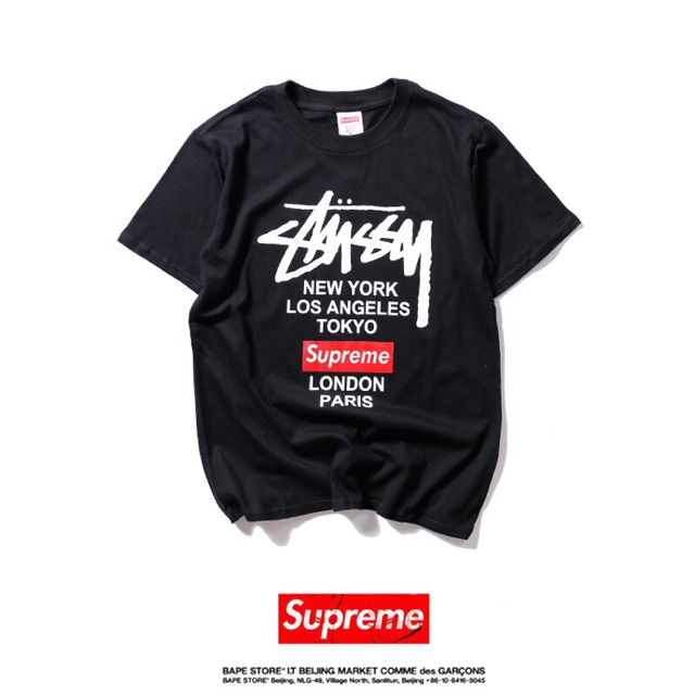 supreme x stussy tee