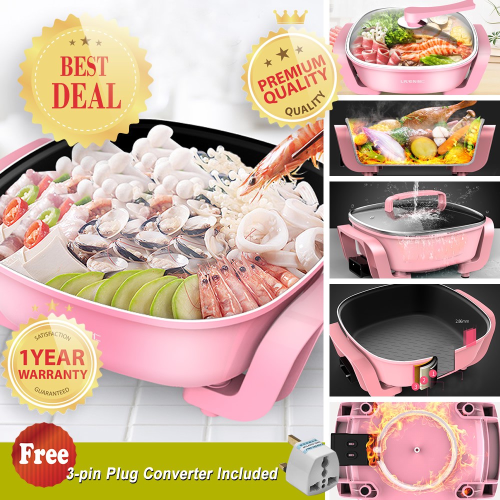 Liven DHG-T3000F Korean 5L Multi-functional Non-stick Electric Skillet / Steamer / Hot Pot