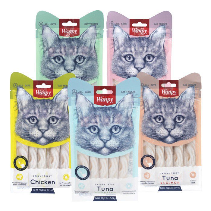 Wanpy Creamy Cat Treats 5x14G / Cat Lickable Treat / Snack Kucing / Wet