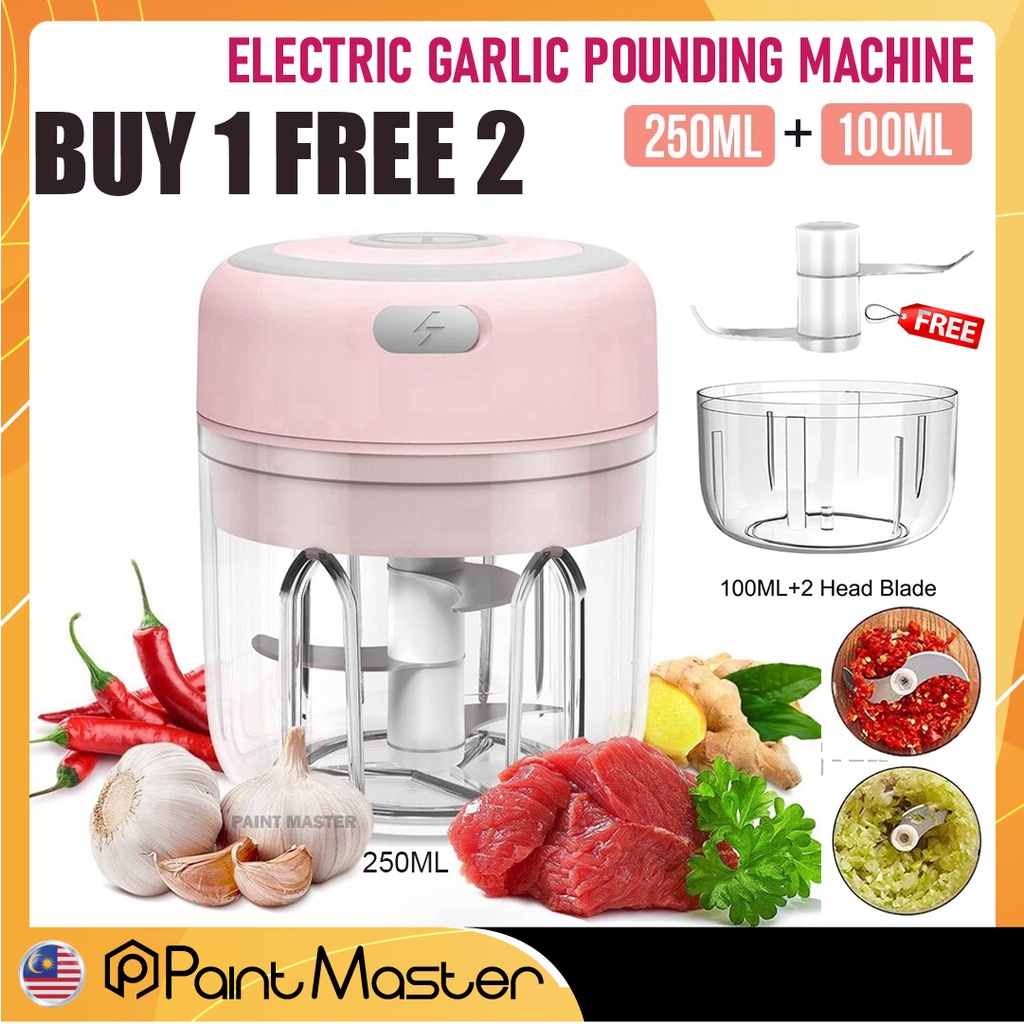 Mini Blender Garlic Chopper Electric Food Chopper Portable Blender Food Processor Meat Grinder Pengisar 250ML+100ML