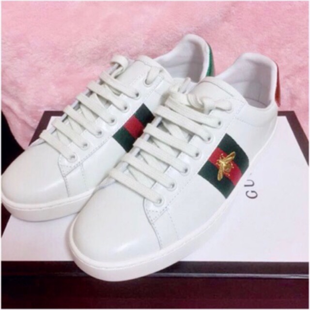 gucci bee white sneakers