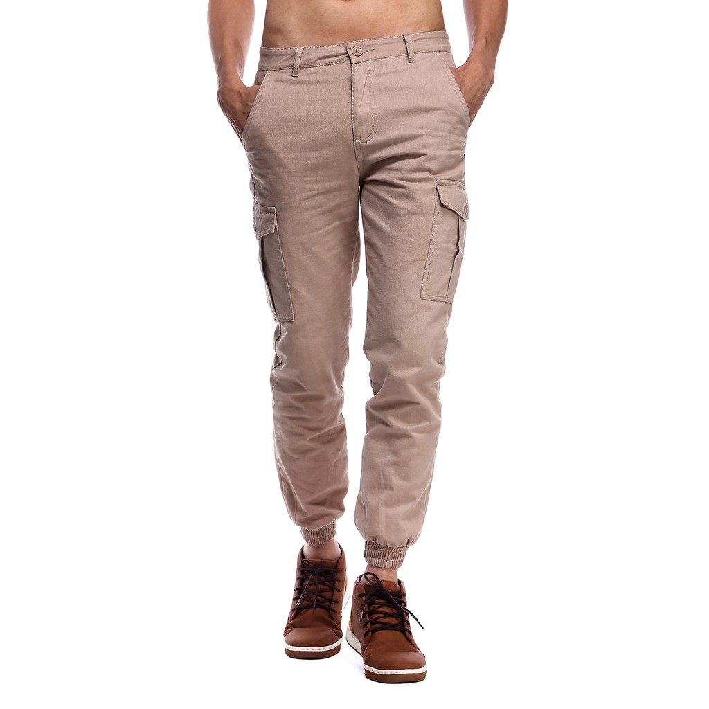 IR Light Khakis Men Cuffed Leg Long Cargo Pants (Free T-Shirt When Buy ...