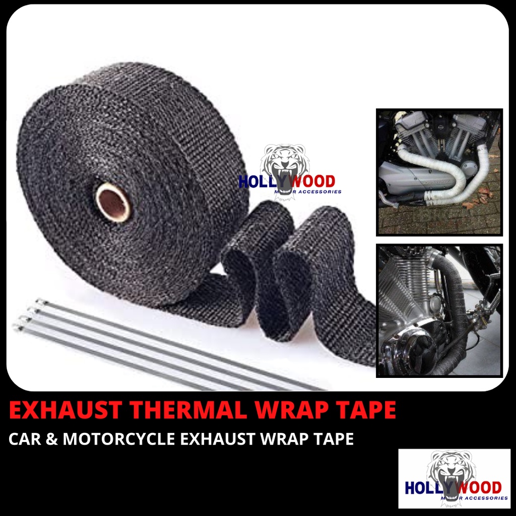 Hiwowsport Titanium Exhaust Wrap Heat Shield of Twill Weave for Auto Manifold With 6pcs Locking Ties 133 
