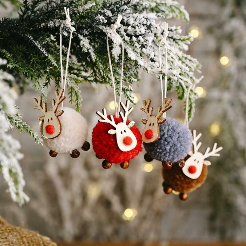 1/3pcs Christmas Reindeer Elk Bell Pendant Xmas Tree Decor Hanging I6J3