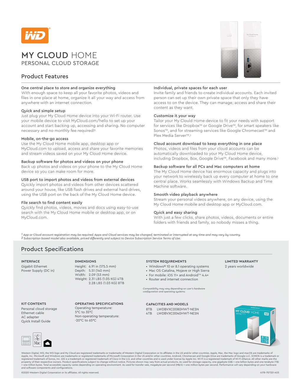 WD My Cloud Home 4TB 1-Bay Personal Cloud NAS Server (1 x 4TB)