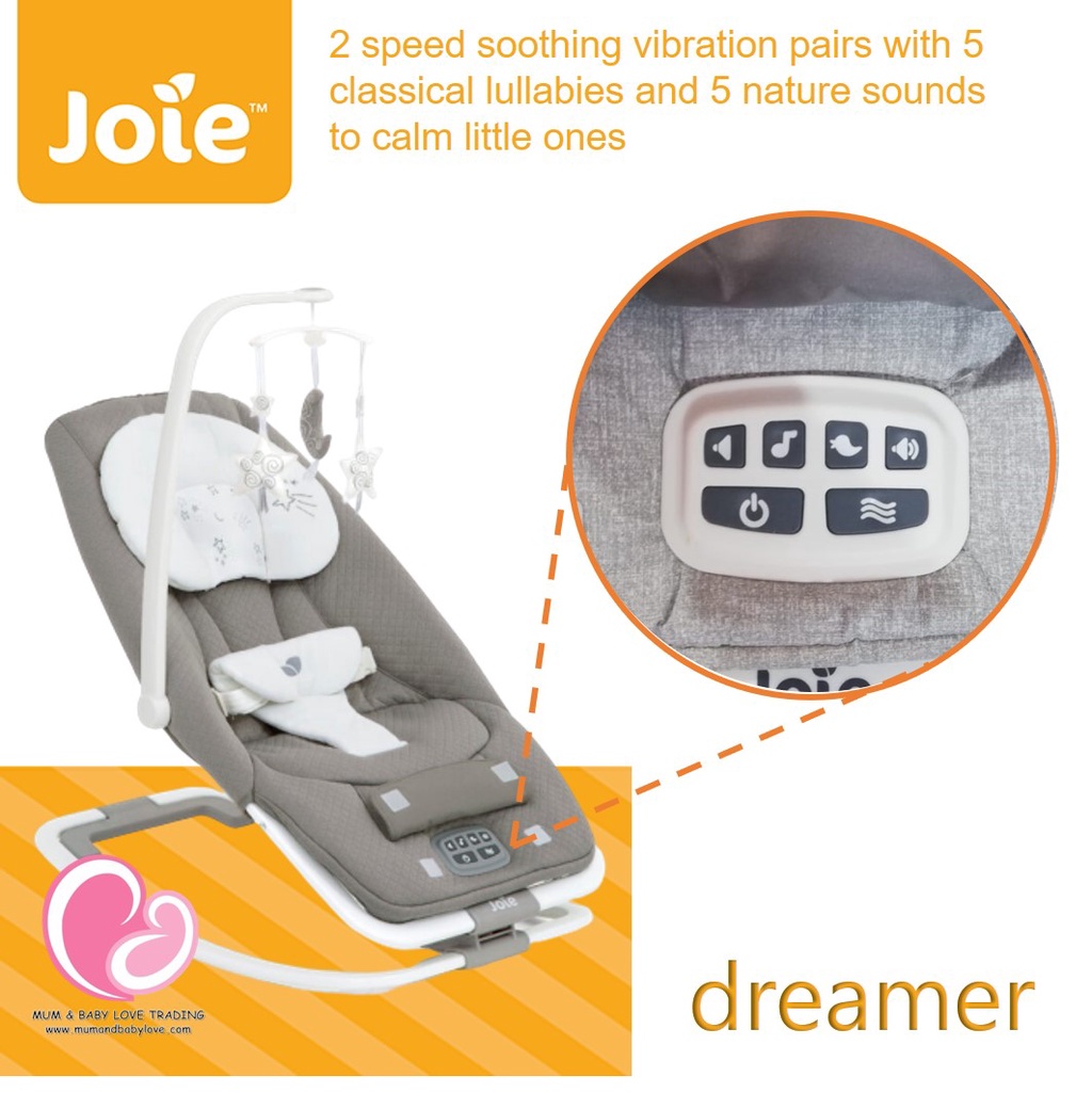 Joie Dreamer Rocker / Bouncer with Soothing Vibration & Lullaby (Cosy ...