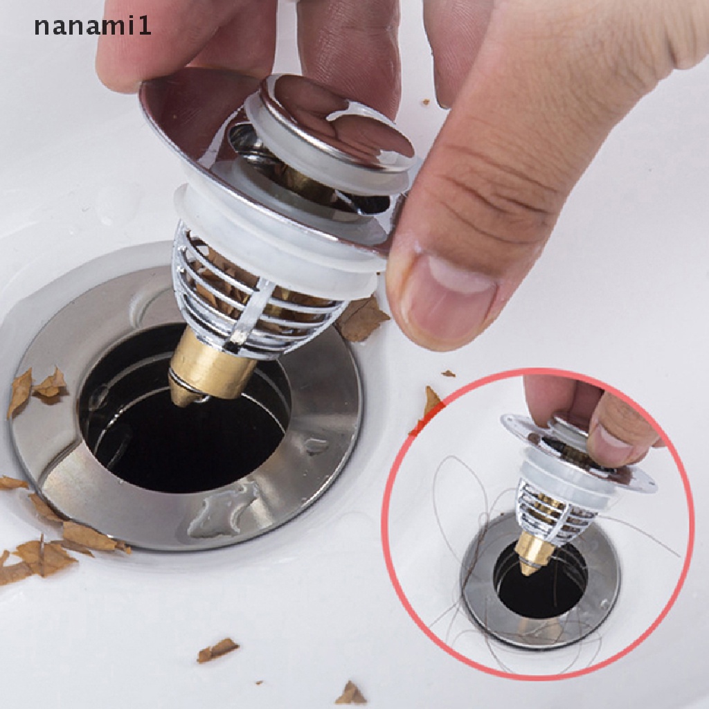 Nanami1 Universal Copper Pop Up Bounce Core Basin Drain Filter Hair Catcher Bath Stopper 9724