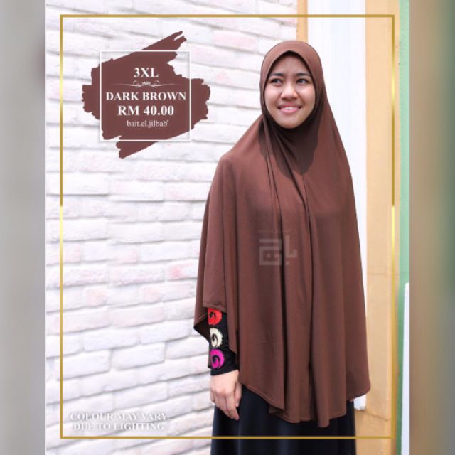  JILBAB  VIRAL SOFT AWNING BERDAGU SAIZ 3XL WARNA  DARK  BROWN  