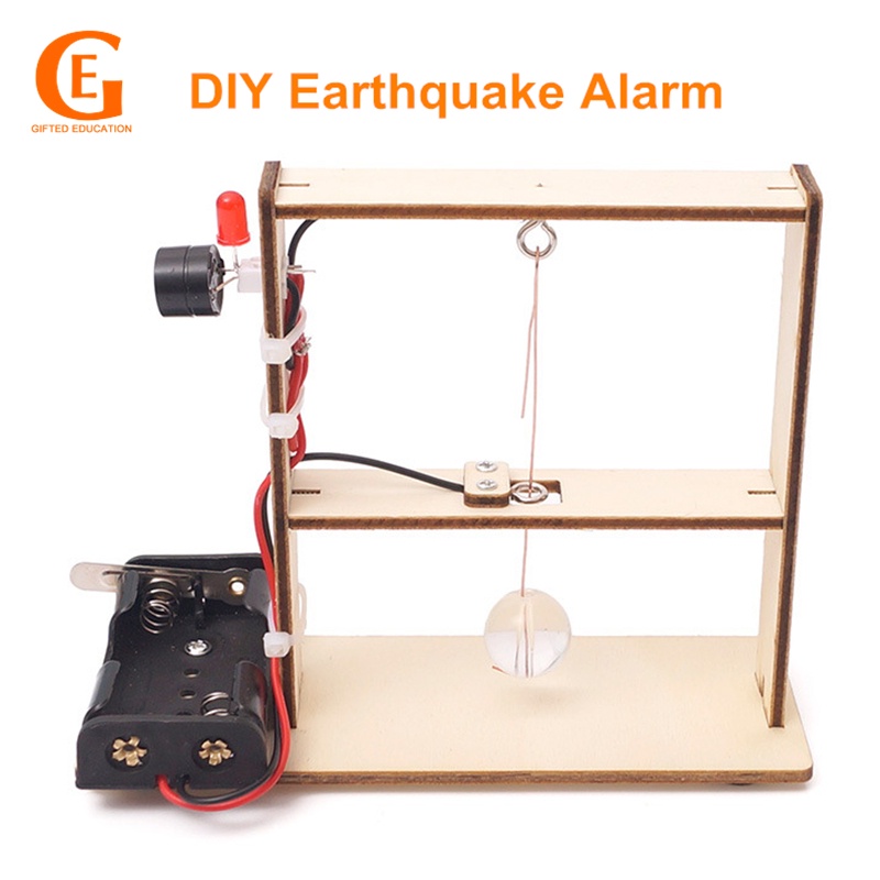 GIFTED EDUCATION DIY Earthquake Alarm Seismograph Kids Physical Experiment Model Toy Manual Vibration Induction Detector