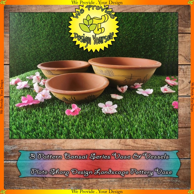 [VV106] - 3 Pattern Purple Sand Bonsai Series Vase & Vessels Plate Sharp Design Landscape Pottery Vase