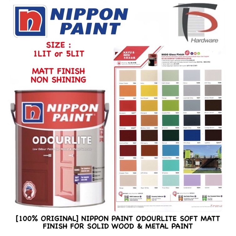 [100 ORIGINAL] NIPPON PAINT ODOURLITE SOFT MATT FINISH FOR SOLID WOOD