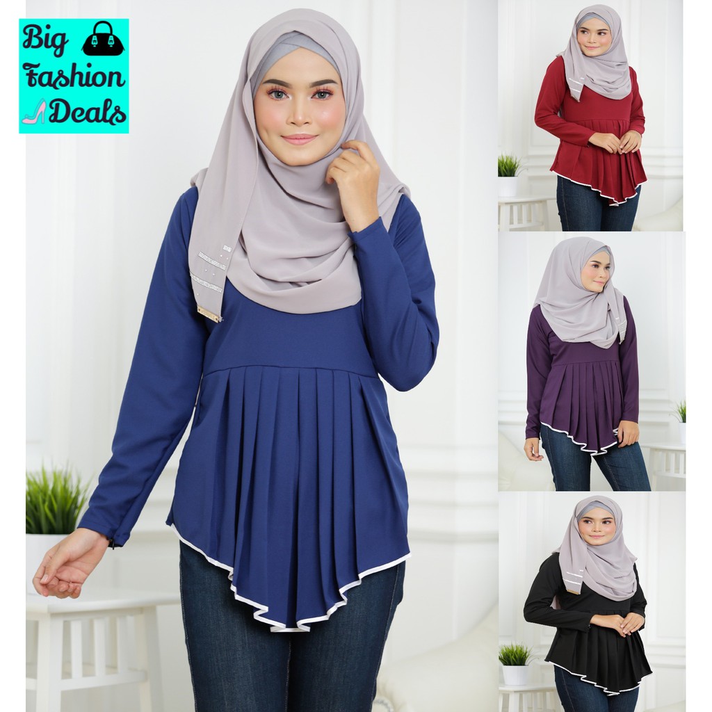 [S to 5XL] Muslimah Blouse Peplum Baju Raya Muslimah Wear Fashion ...