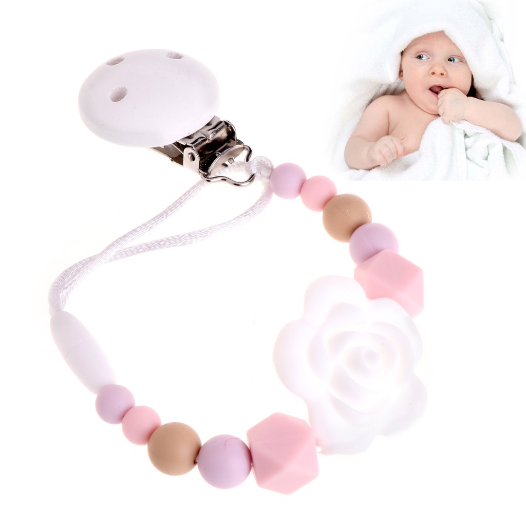 Baby Girls Boys Pacifier Soother Dummy Nipple Leash Strap Wood Chain Clip Holder