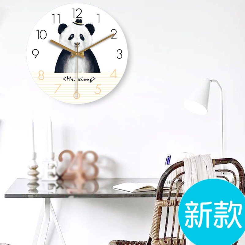 Modern Minimalist Panda Clock Living Room Wall Clock Creative Nordic Mute Personality Bedroom Home L