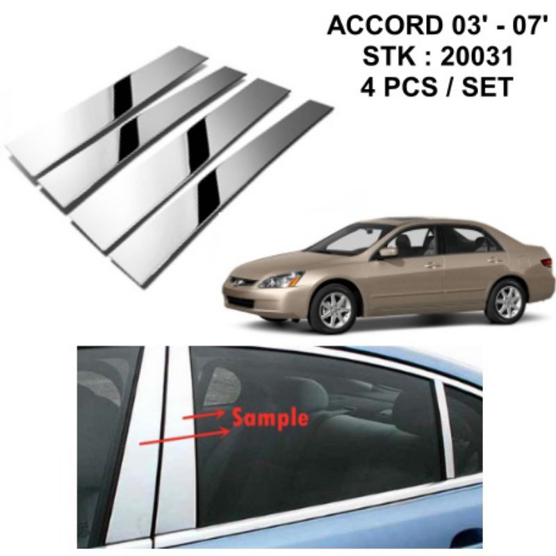 HONDA ACCORD 20032007 WINDOW DOOR CAR PILLAR BLACK / CHROME / GOLD