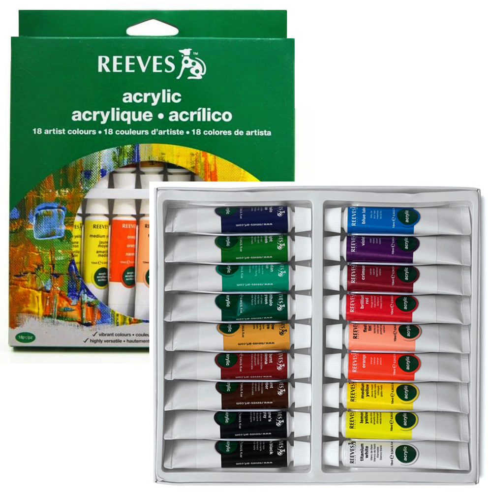 Ready Stock Reeves Acrylic Paint Set 18 Colors X 10ml Artist Colouring Color Painting School Art Class Art Creative Shopee Malaysia