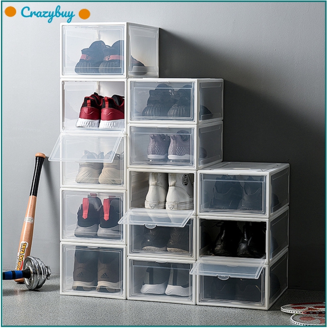 Transparent Shoe Rack Multi Purpose Thicken Dust Proof Storage Box For Toy Socks Sneaker Shopee Malaysia