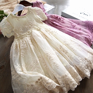 NN1001 Princess Girls Dresses Casual Lace Embroidery Kids Clothes Skirt Puteri Kanak Perempuan