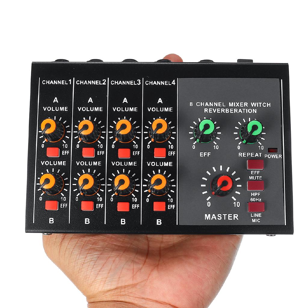 8 Channels Mini Portable Mixer Live Studio Audio Record DJ Mixing