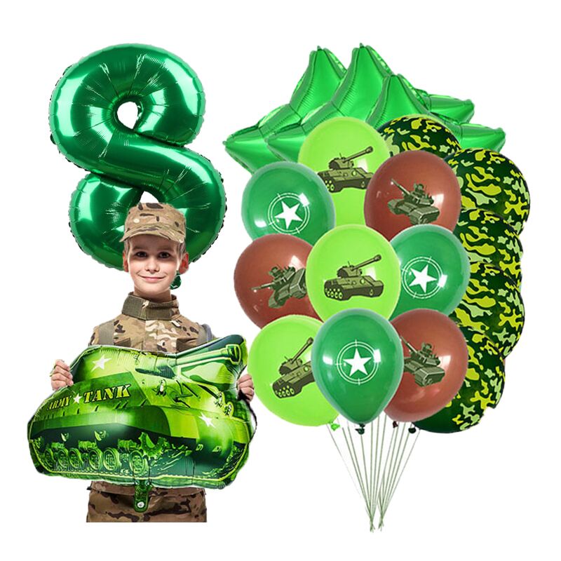 30pcs/set 1st 3rd 4th 6th 7th Brithday Party Camo Ballons Military Camouflage Party Theme Tank Balloon Army Soldier Decor