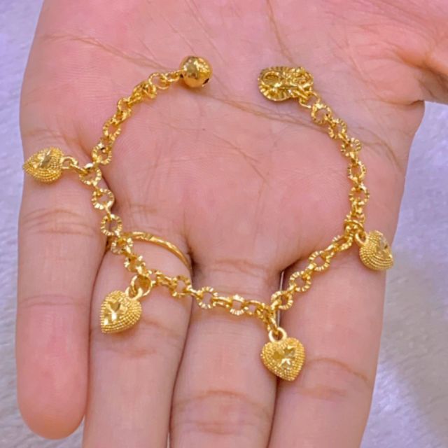 Gelang Tangan Kanak Kanak Pelbagai Pattern Panjang 14cm Emas Bangkok Shopee Malaysia